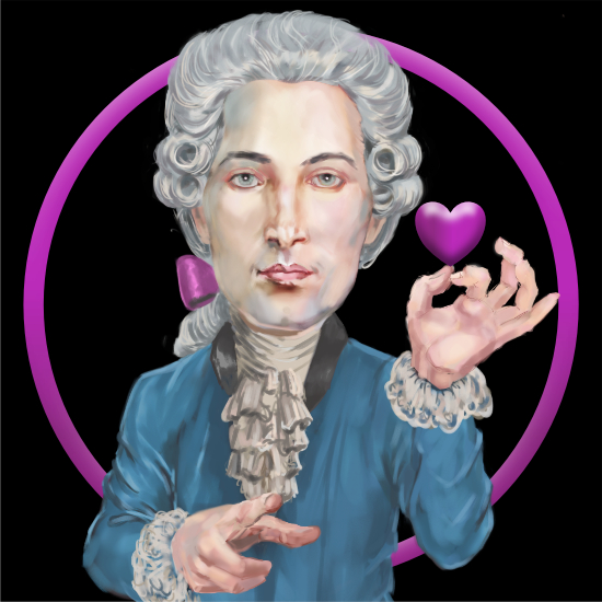Casanova holding heart, as great lover