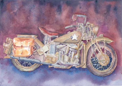 watercolor of motorcycle