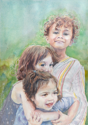watercolor of kids